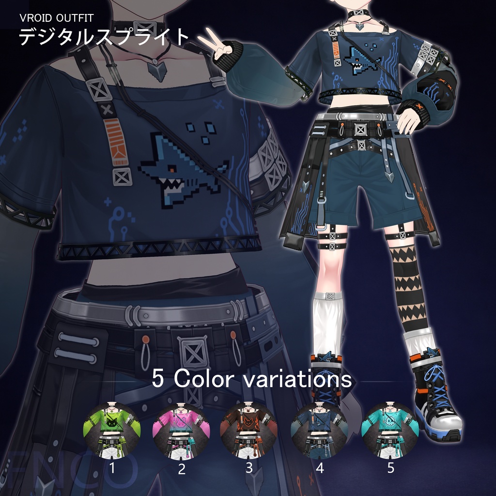 Vroid - デジタルスプライト/职业服-5色/Digital Genie