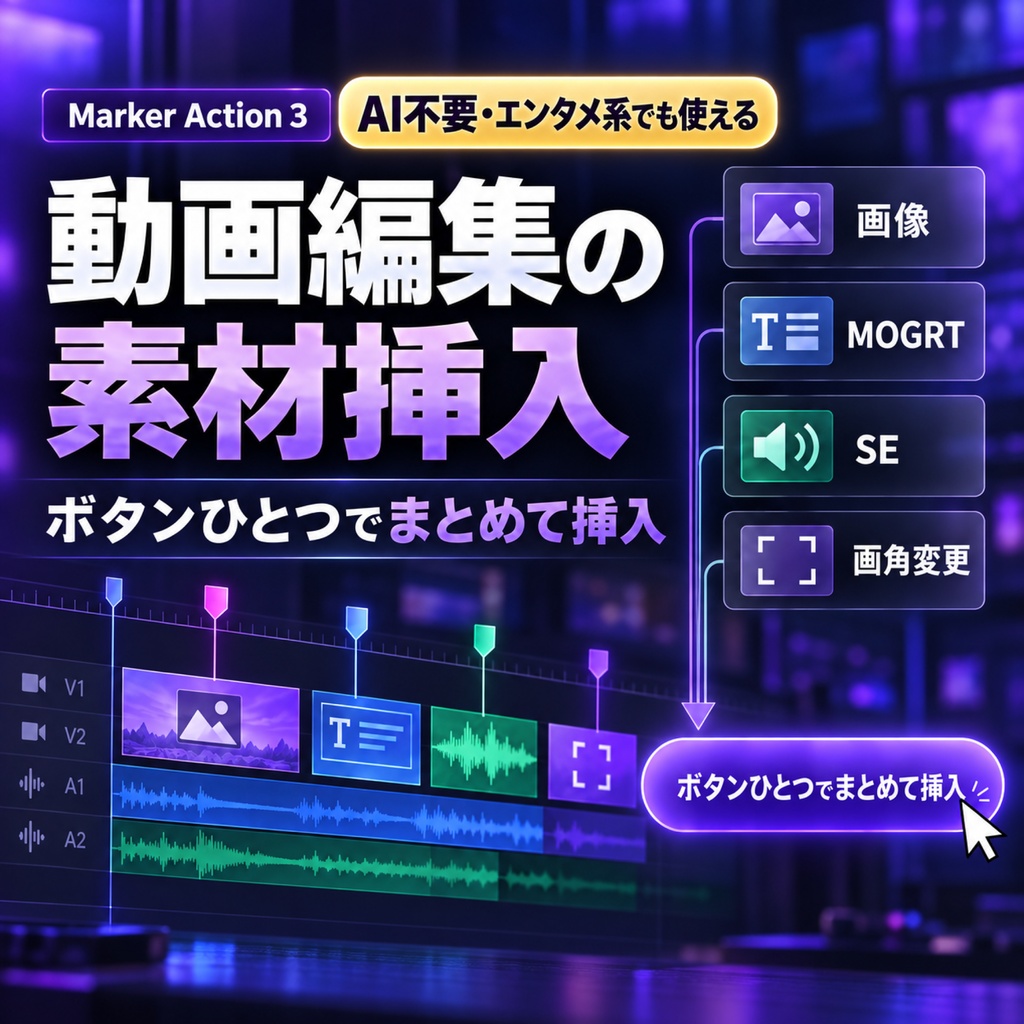 【AI不要】Premiere Pro用 素材一括挿入エクステンション 「マーカーアクション3」