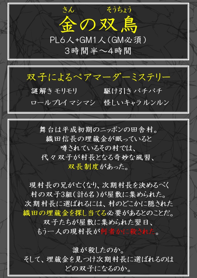 マーダーミステリー「金の双鳥」