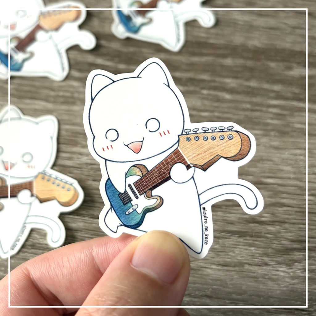 ギターねこステッカー