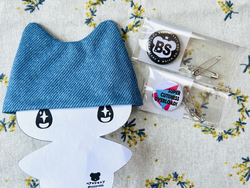 ネコ耳ニット帽/デニム風