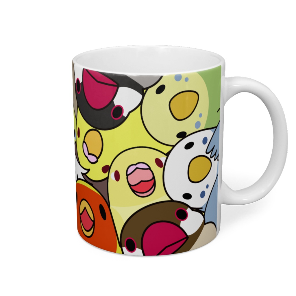 みっちりむっちり過密鳥まみれさんマグ【まめるりはことり】