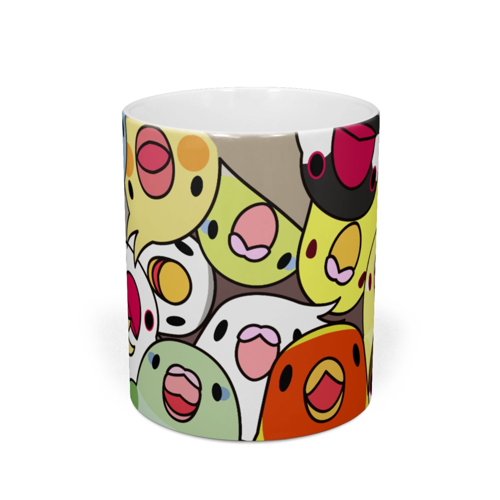 みっちりむっちり過密鳥まみれさんマグ【まめるりはことり】