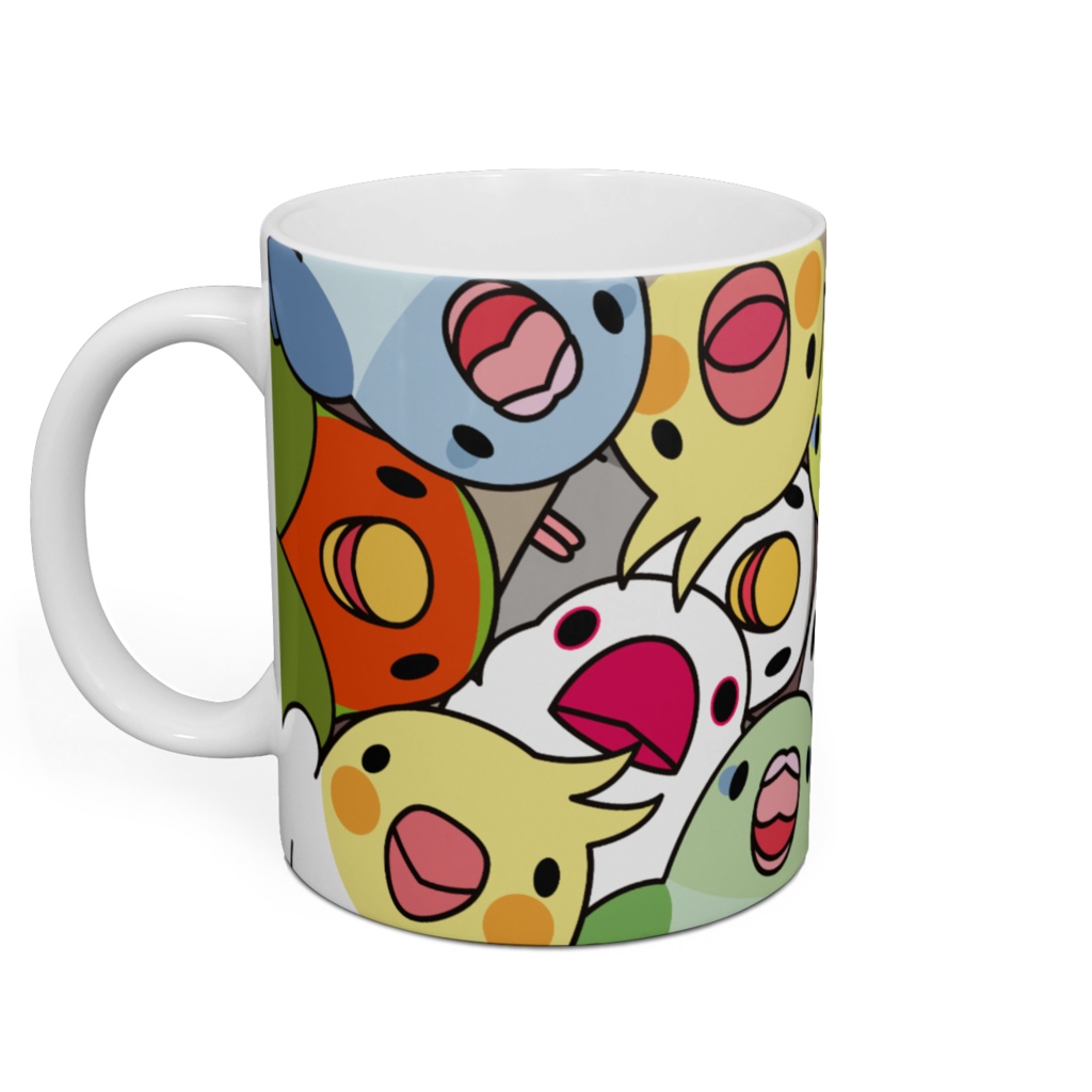 みっちりむっちり過密鳥まみれさんマグ【まめるりはことり】