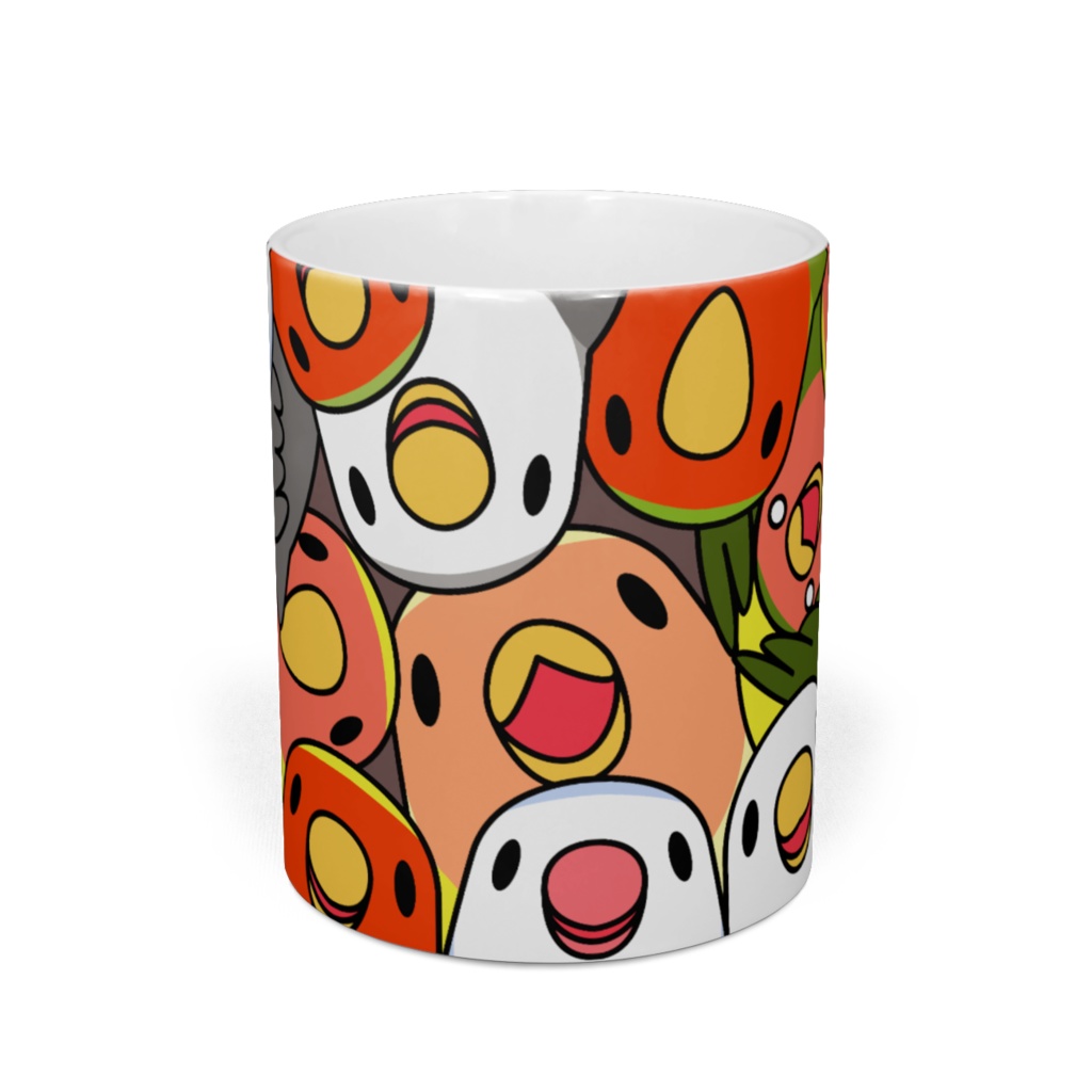 みっちりむっちり過密コザクラインコさんマグ【まめるりはことり】