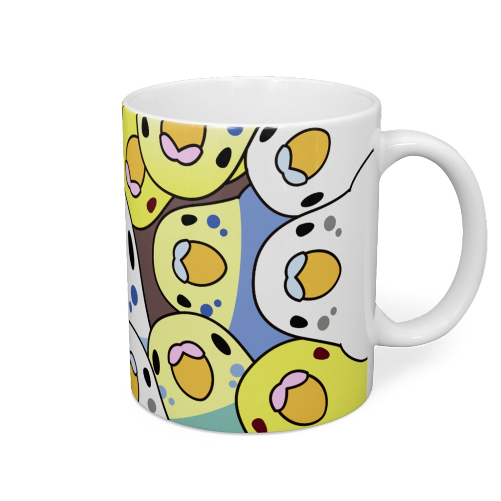 みっちりむっちり過密セキセイインコさんマグ【まめるりはことり】