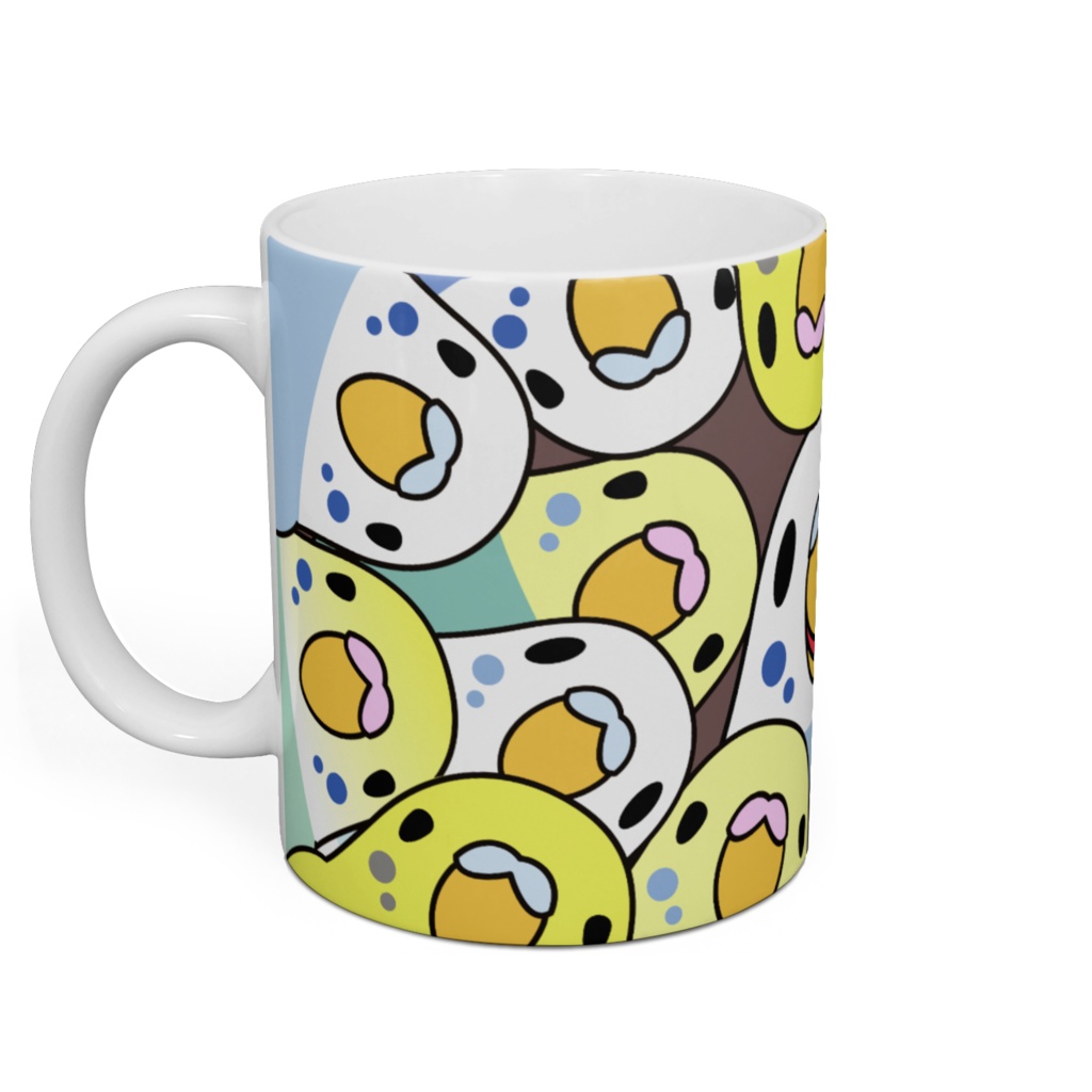 みっちりむっちり過密セキセイインコさんマグ【まめるりはことり】