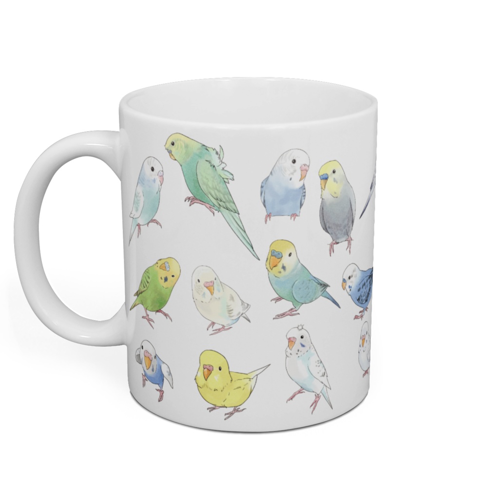 たくさんセキセイインコちゃんマグ【まめるりはことり】