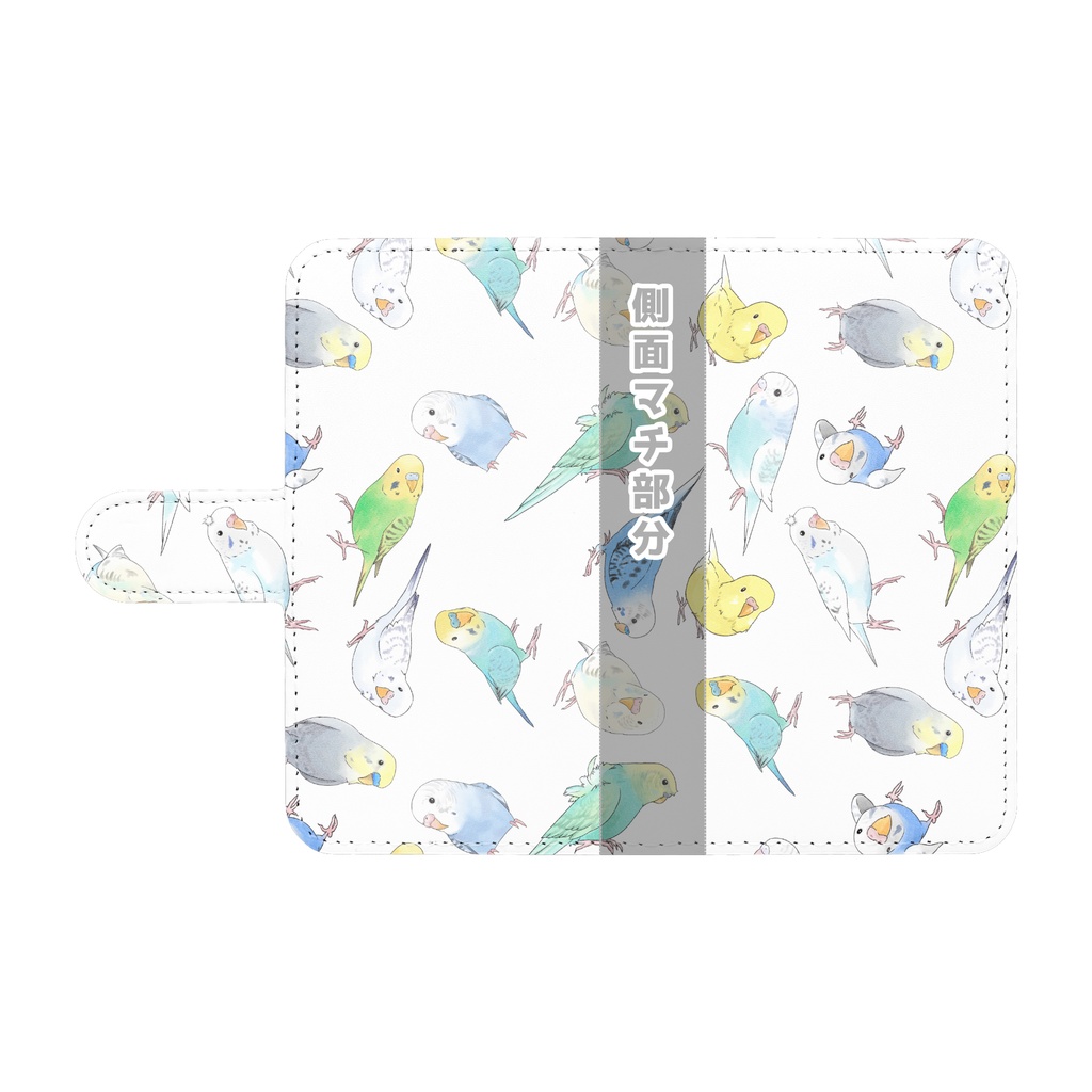 たくさんセキセイインコちゃん手帳型Androidケース【まめるりはことり】