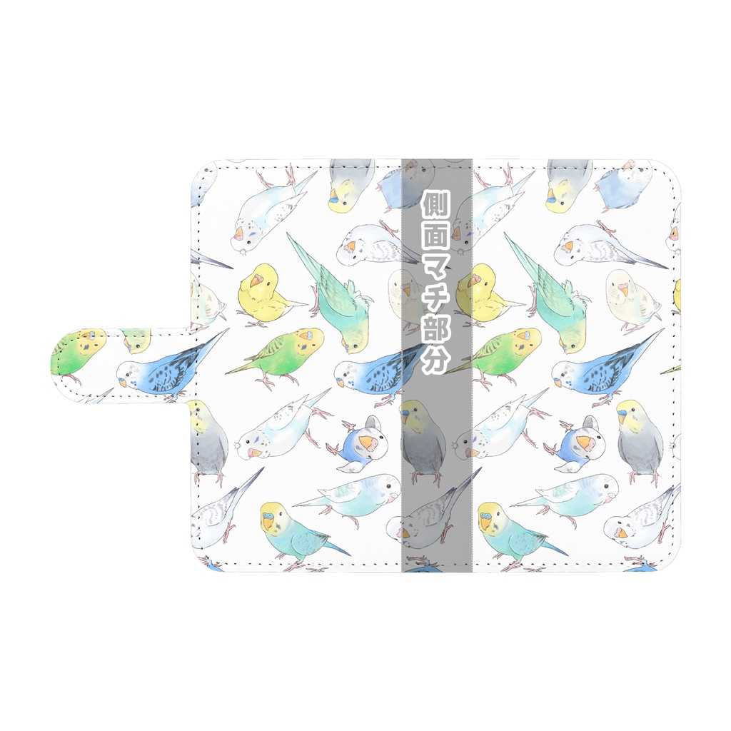 たくさんセキセイインコちゃん手帳型Androidケース【まめるりはことり】