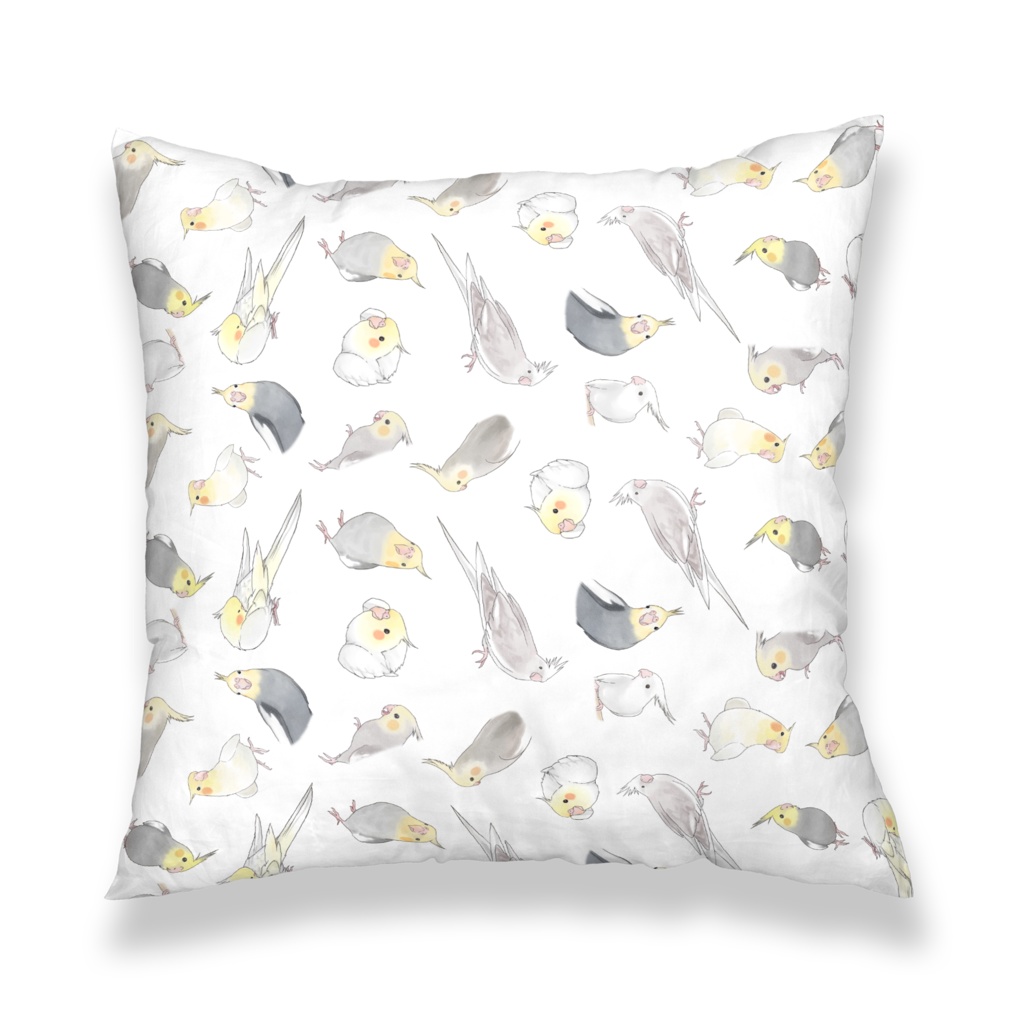 たっぷりオカメインコちゃんクッションカバー【まめるりはことり】