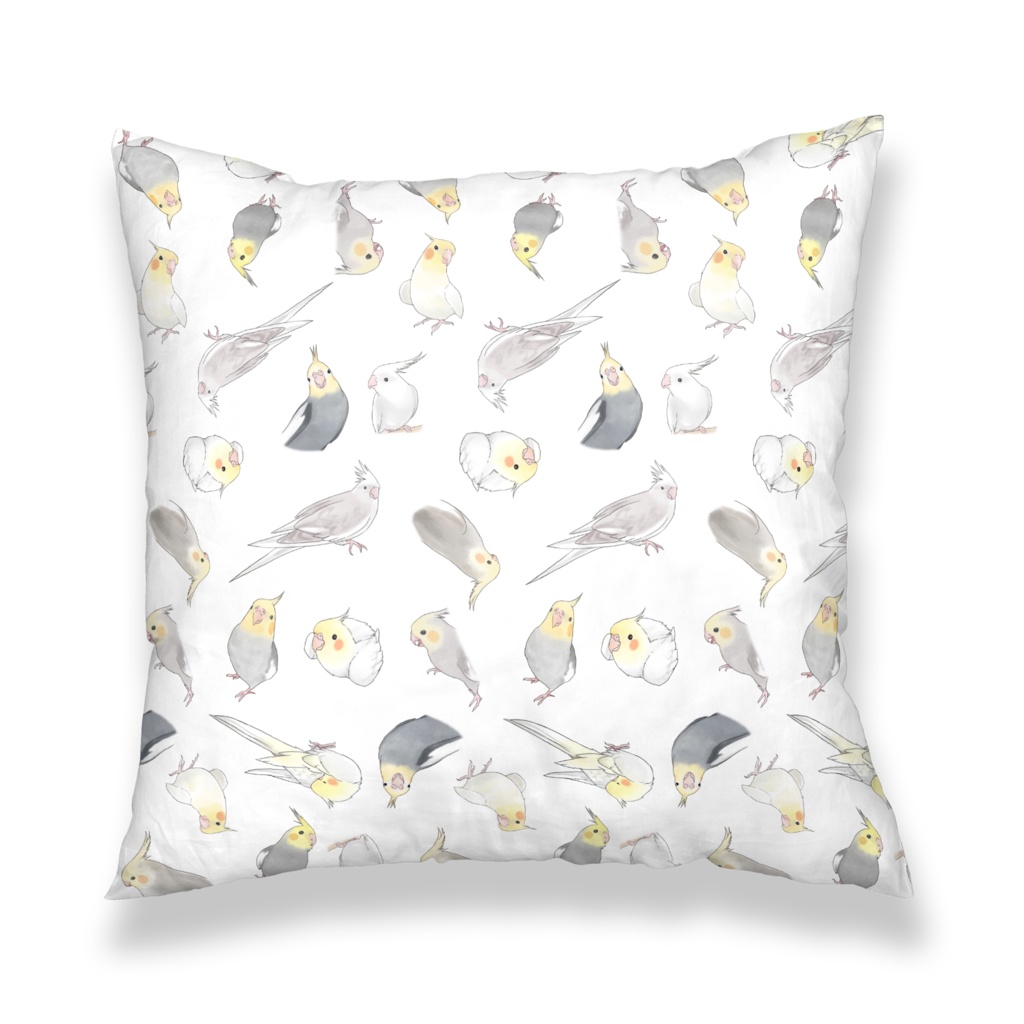 たっぷりオカメインコちゃんクッションカバー【まめるりはことり】