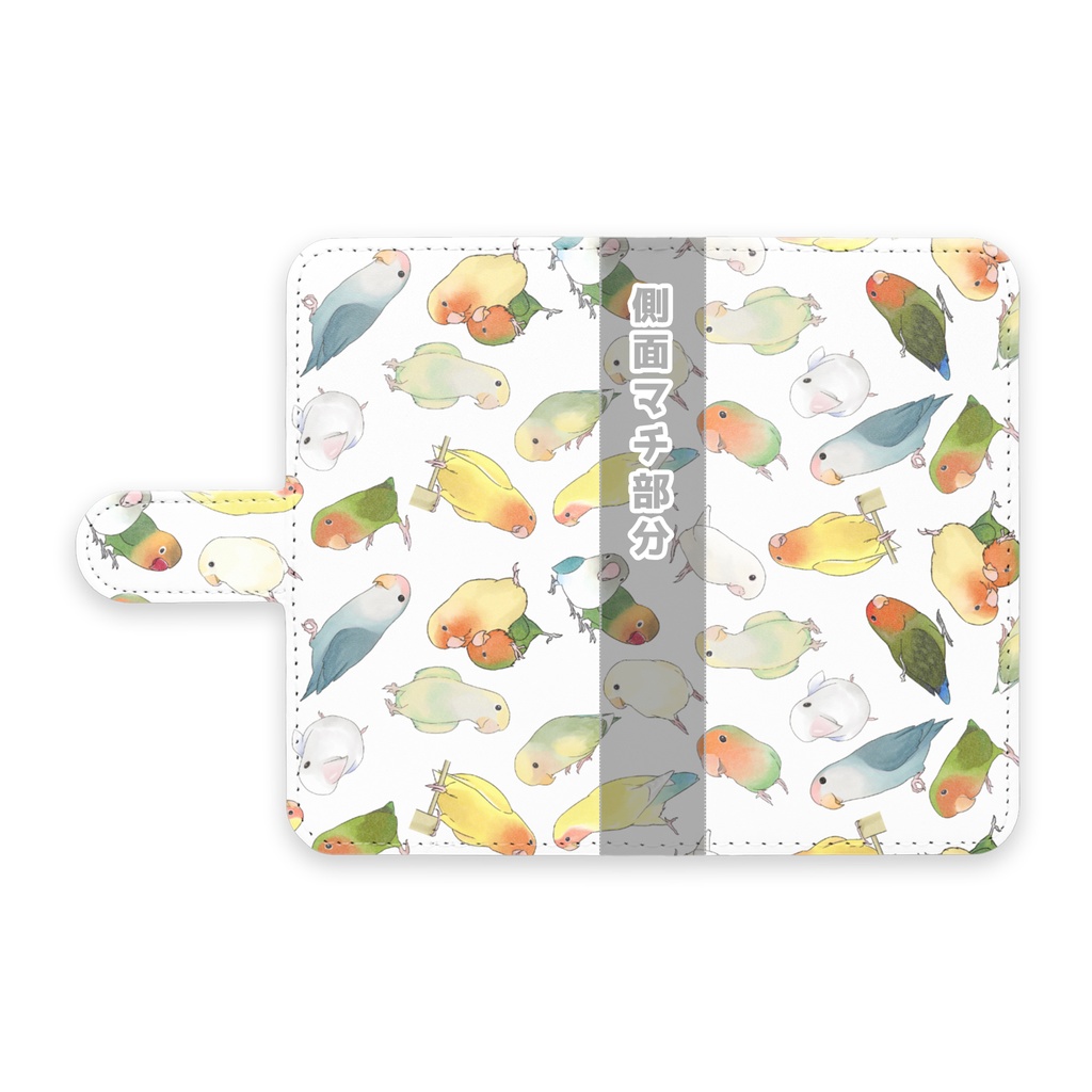 たっぷりラブバード(コザクラインコ・ボタンインコ)ちゃん手帳型Androidケース【まめるりはことり】