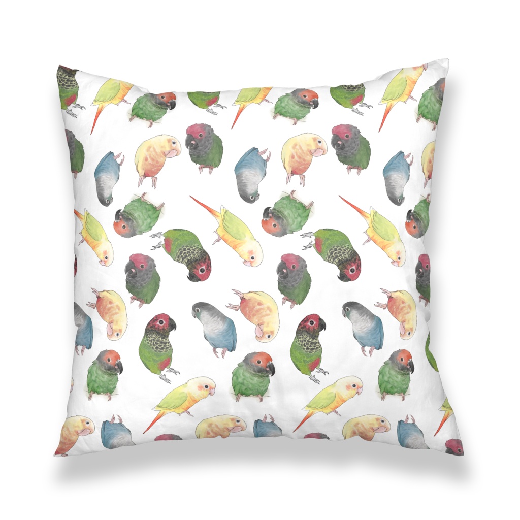 たっぷりウロコインコちゃんクッションカバー【まめるりはことり】