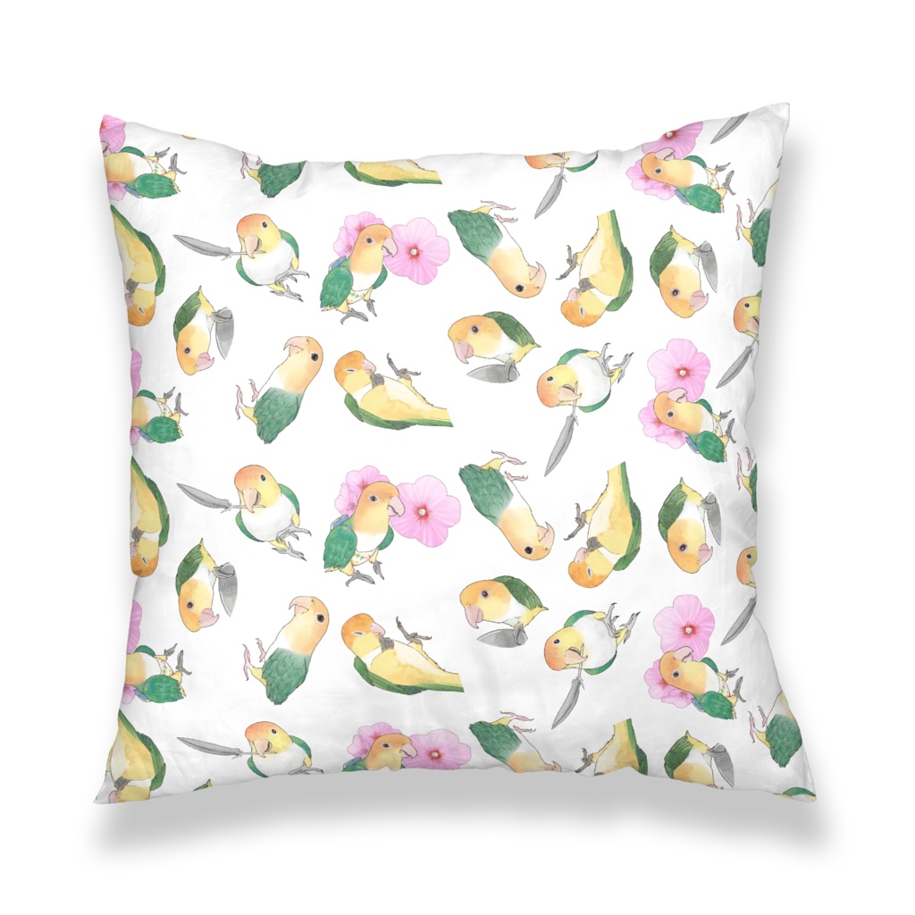 たっぷりシロハラインコちゃんクッションカバー【まめるりはことり】