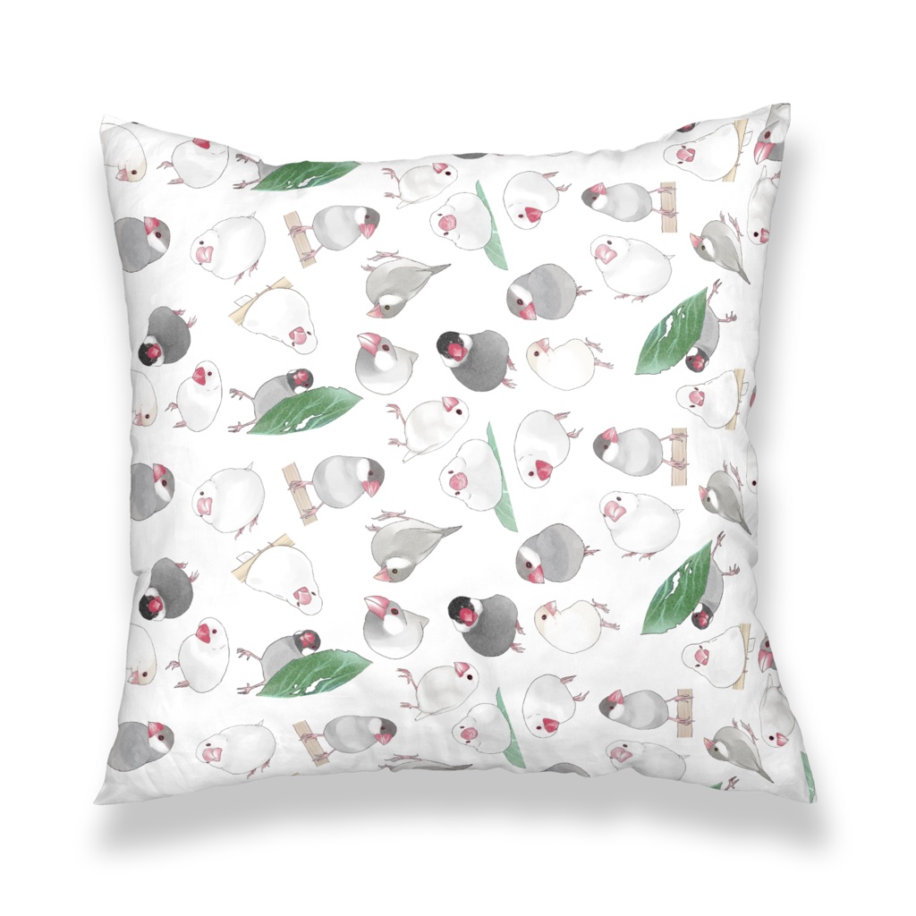 たっぷり文鳥ちゃんクッションカバー【まめるりはことり】