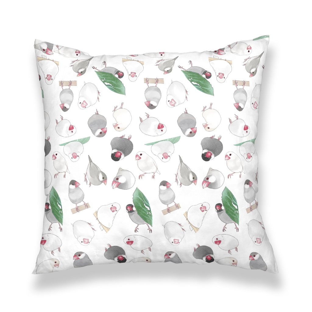 たっぷり文鳥ちゃんクッションカバー【まめるりはことり】