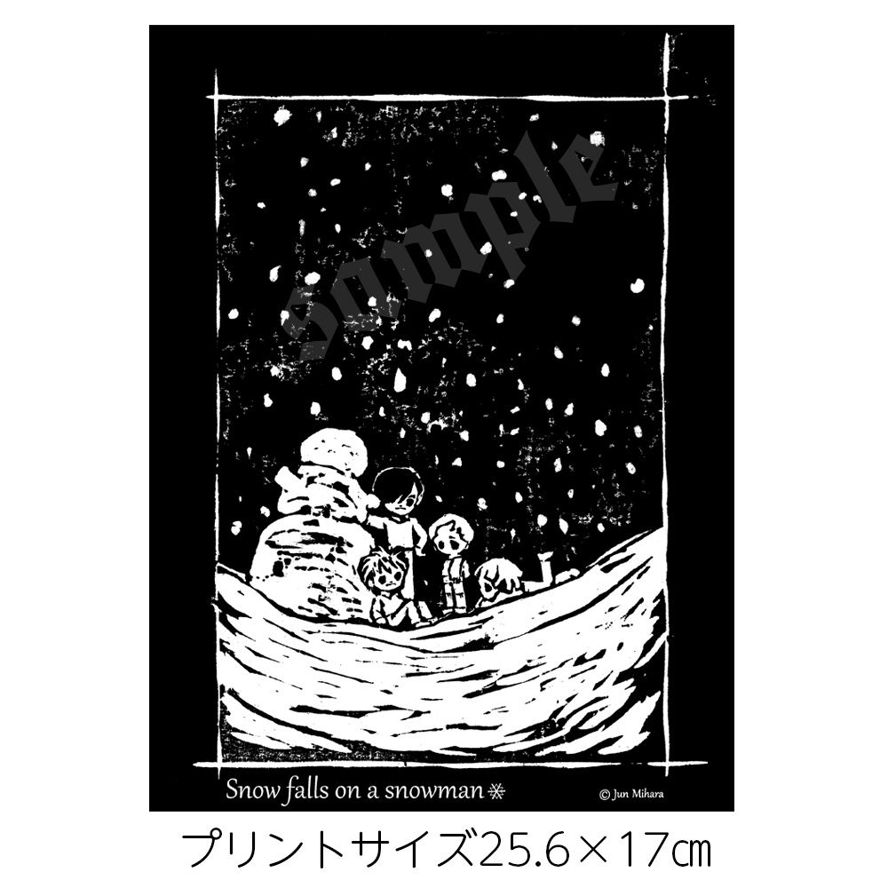 2026年新作!【受注生産・予約受付中】雪だるまに雪はふるTシャツ(スモークブラック)