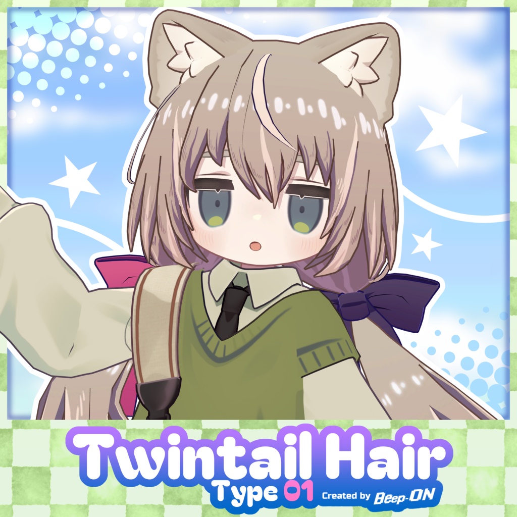 【3D髪型：複数アバター対応】Twintail Hair Type 01