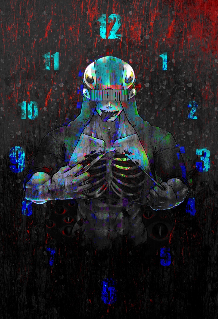 【創作】アクリル時計 縦長