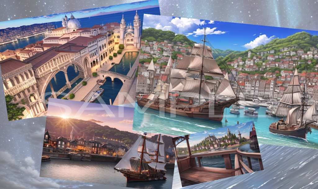 【背景】海賊船と海セット