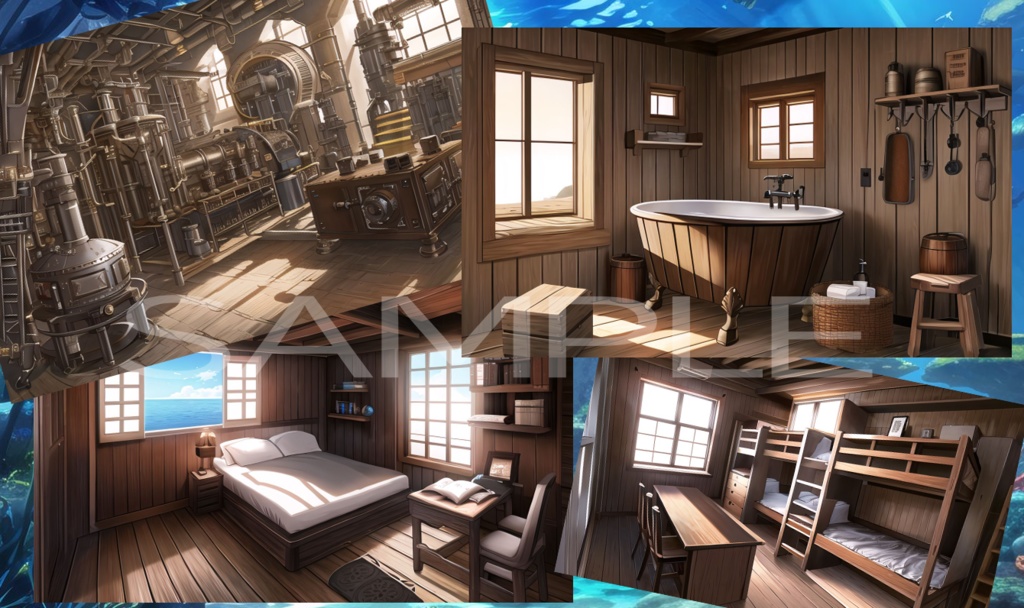 【背景】海賊船と海セット