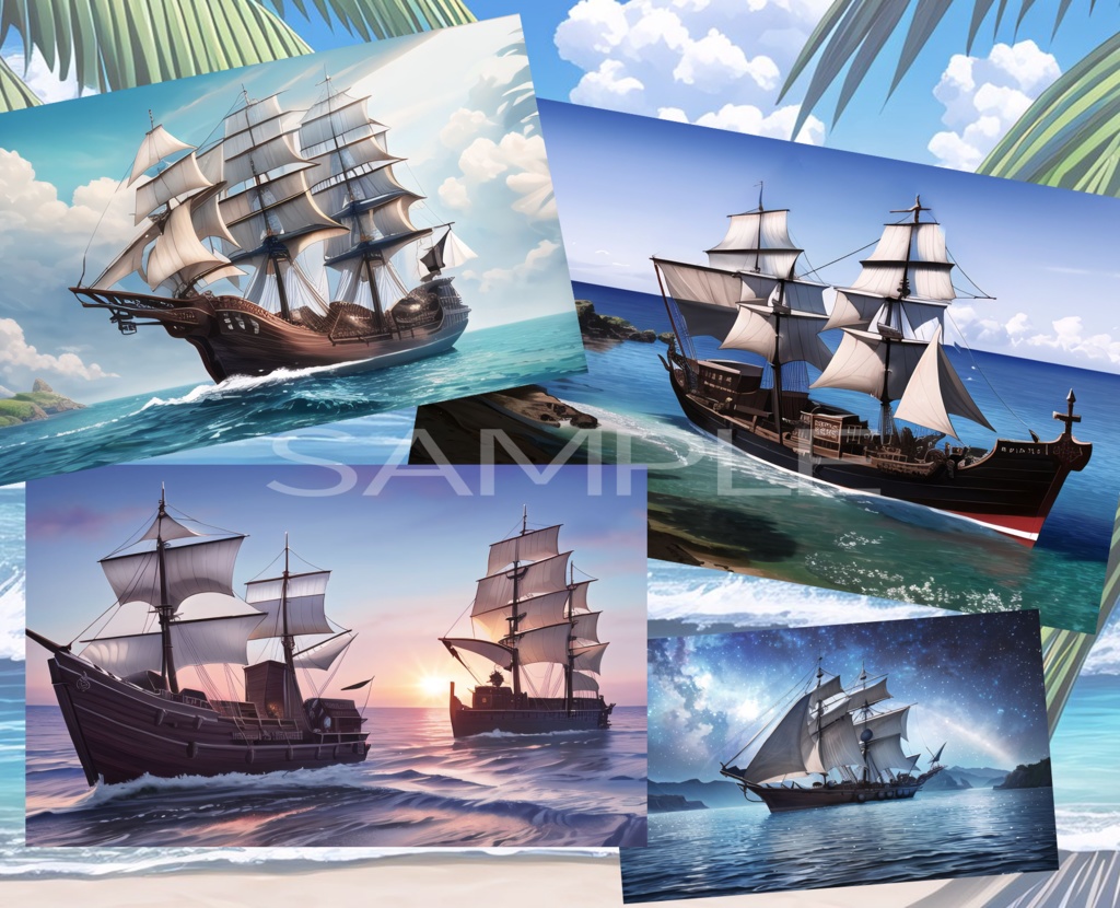 【背景】海賊船と海セット