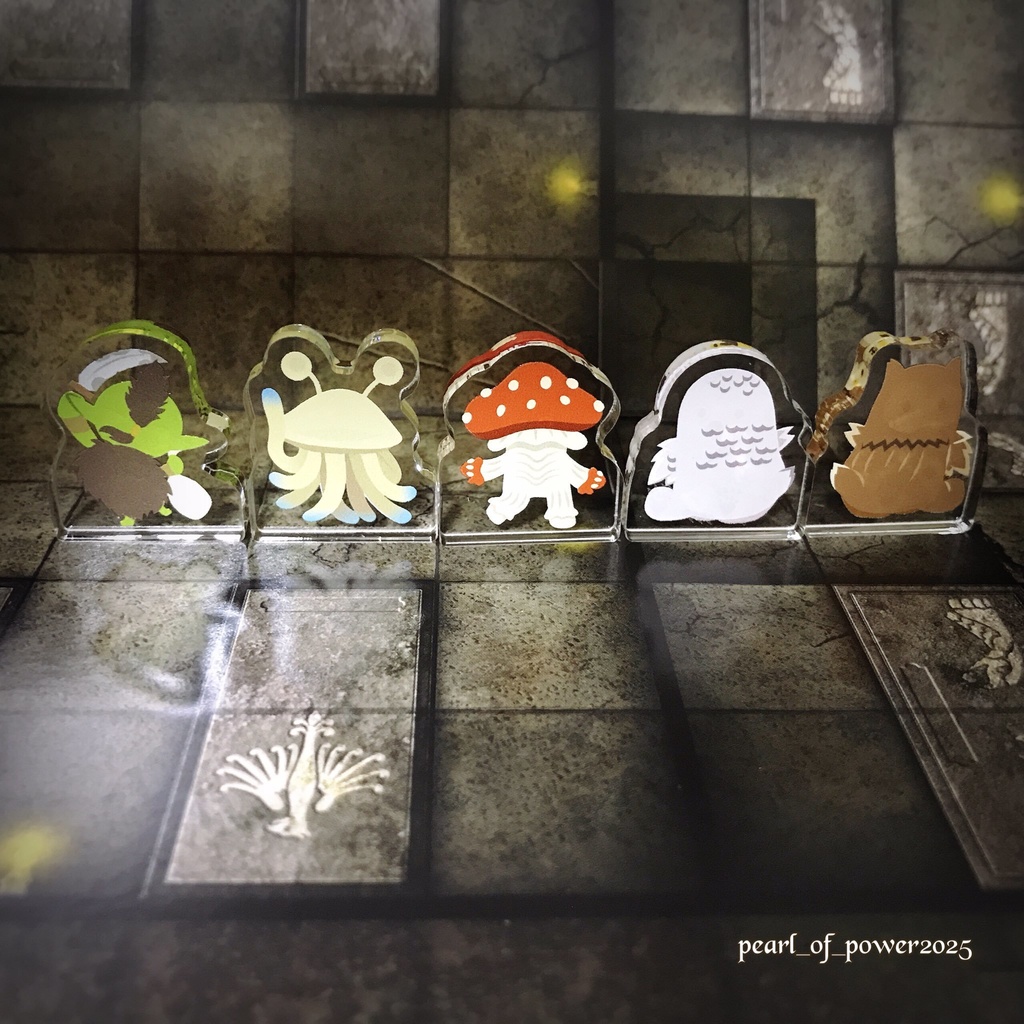 【C107】アクリルフィギュアコマ(ゴブリン・フランフ・マイコニド・アウルベア(白)・(茶)