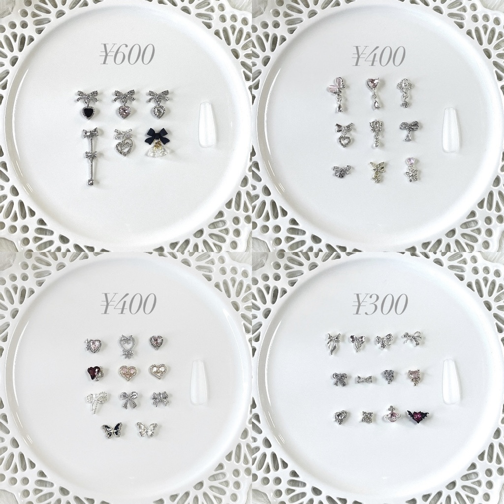 🎀【カスタム可】クリスマス ガーリー 推し活 ツイード ブラック ネイルチップ