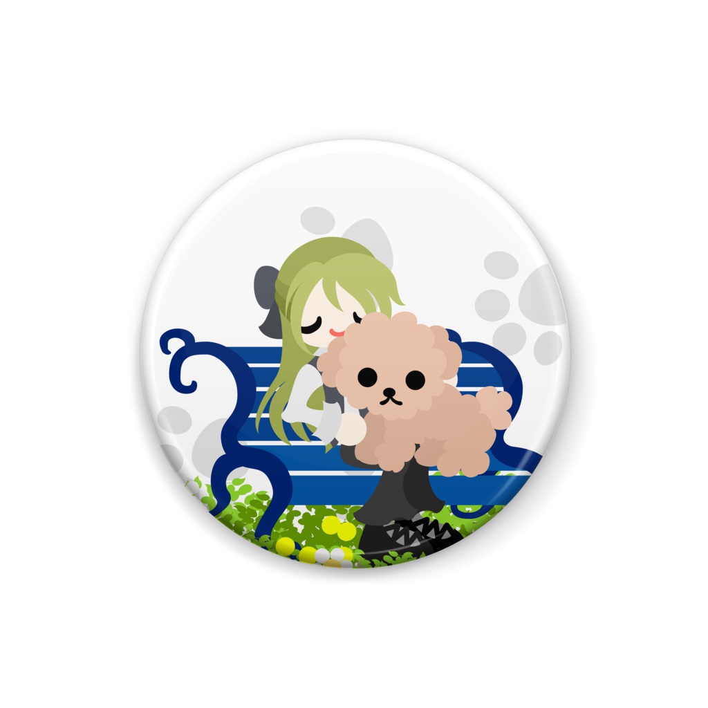 女の子と子犬の缶バッジ