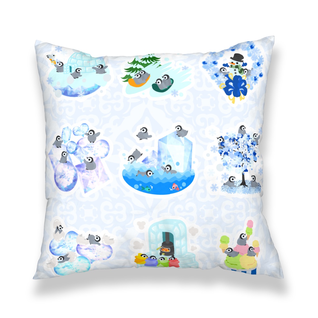 赤ちゃんペンギンのクッションカバー