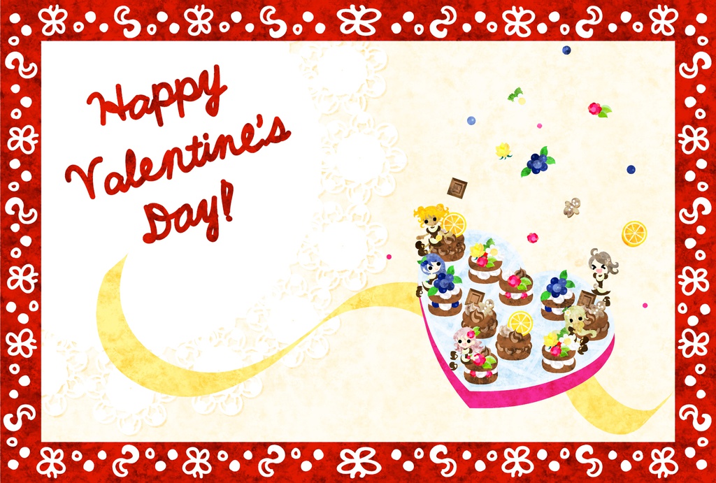 バレンタインのグリーティングカード「チョコレートの妖精達」