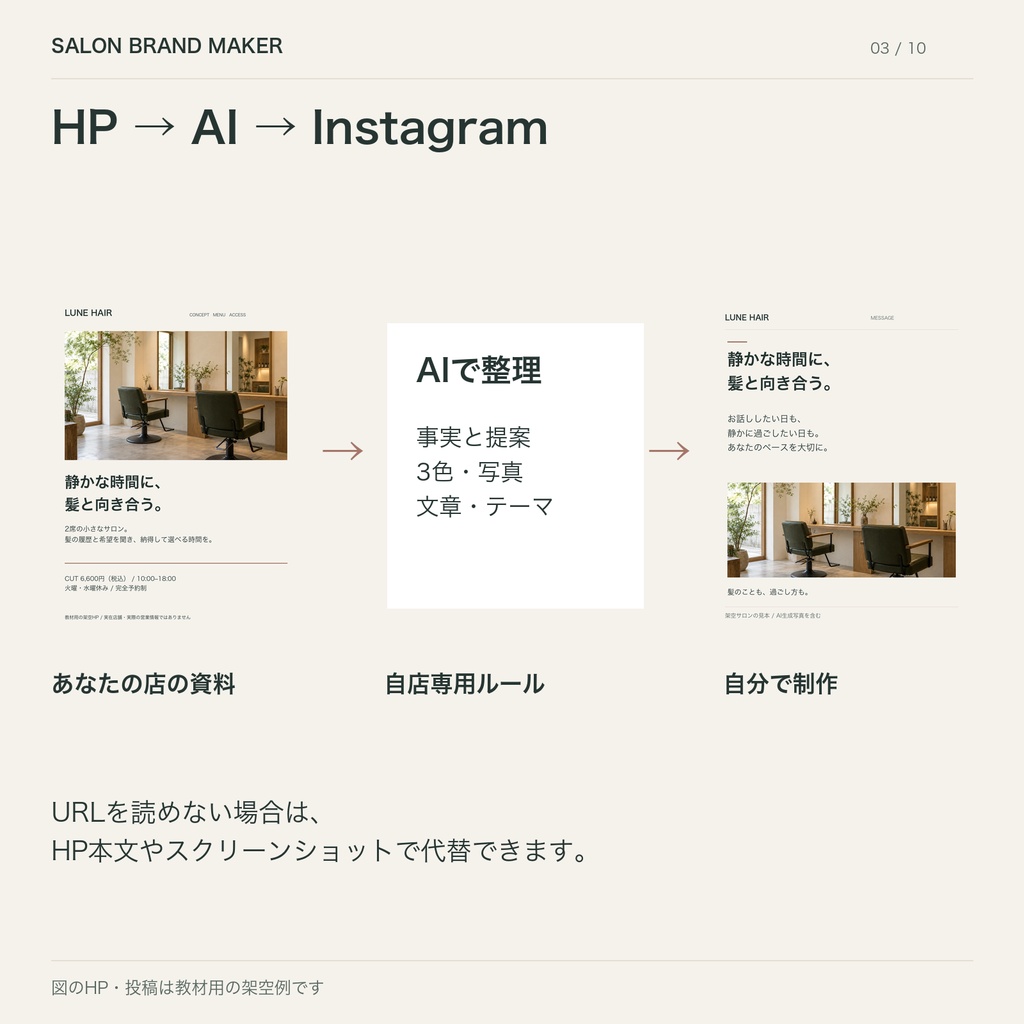 SALON BRAND MAKER|美容室のHPから作る自店専用Instagram設計キット