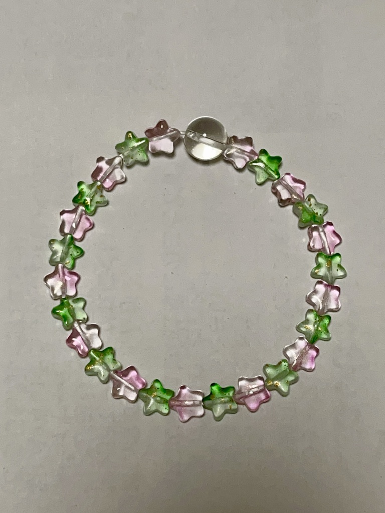 ブレスレット兼ころ頭飾り ピンク多め 光沢