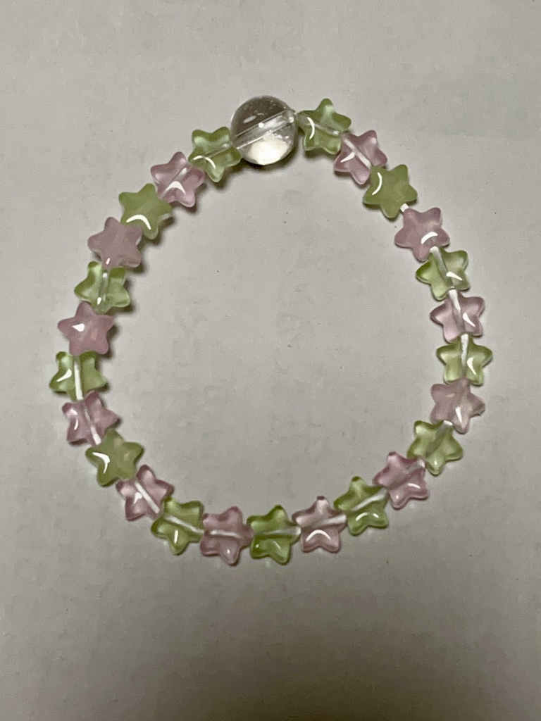 ブレスレット兼ころ頭飾り 緑多め パステル