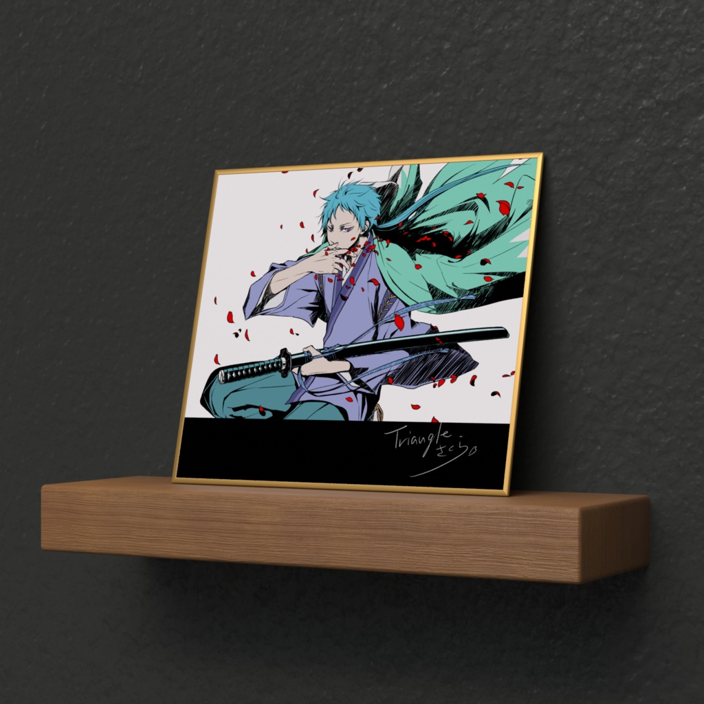 【薄桜鬼】山崎さんと桜(赤桜)ミニ色紙