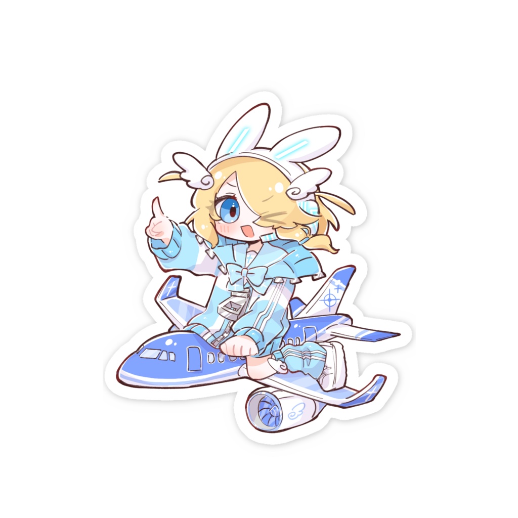 【ステッカー】A320風飛行機ぐもちゃん