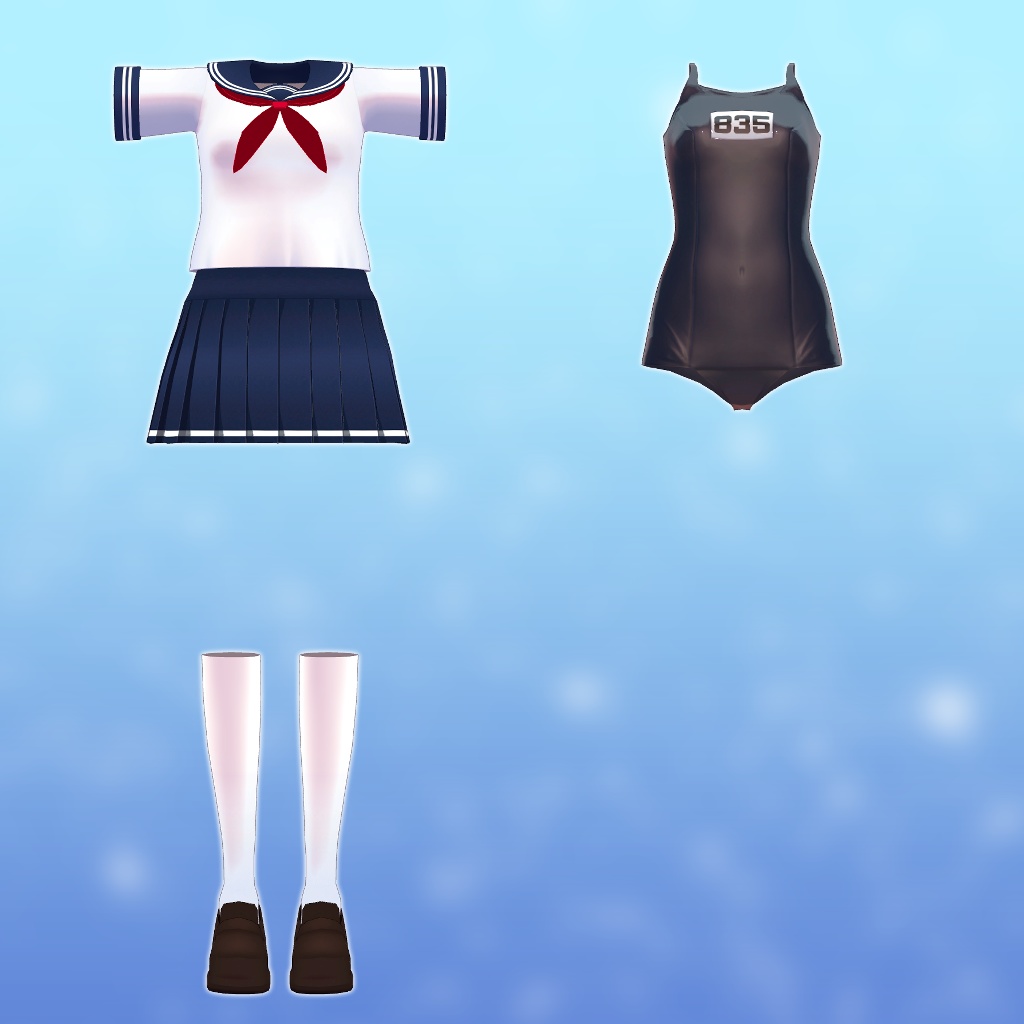 【無料配布】BAMIKO's SAILOR UNIFOM & SCHOOL SWIMSUIT
