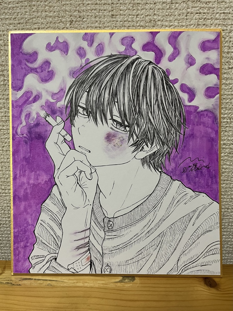 【おまけイラスト付き】色紙(大) 煙草