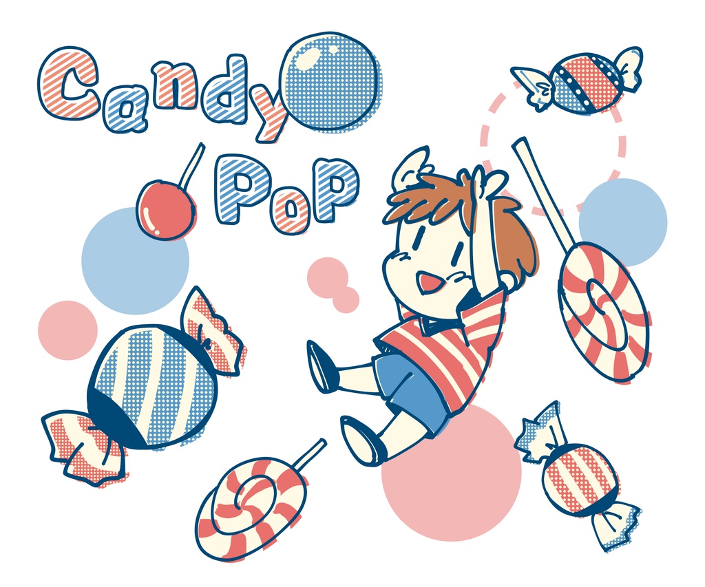 Candy Popトートバッグ(赤と青)