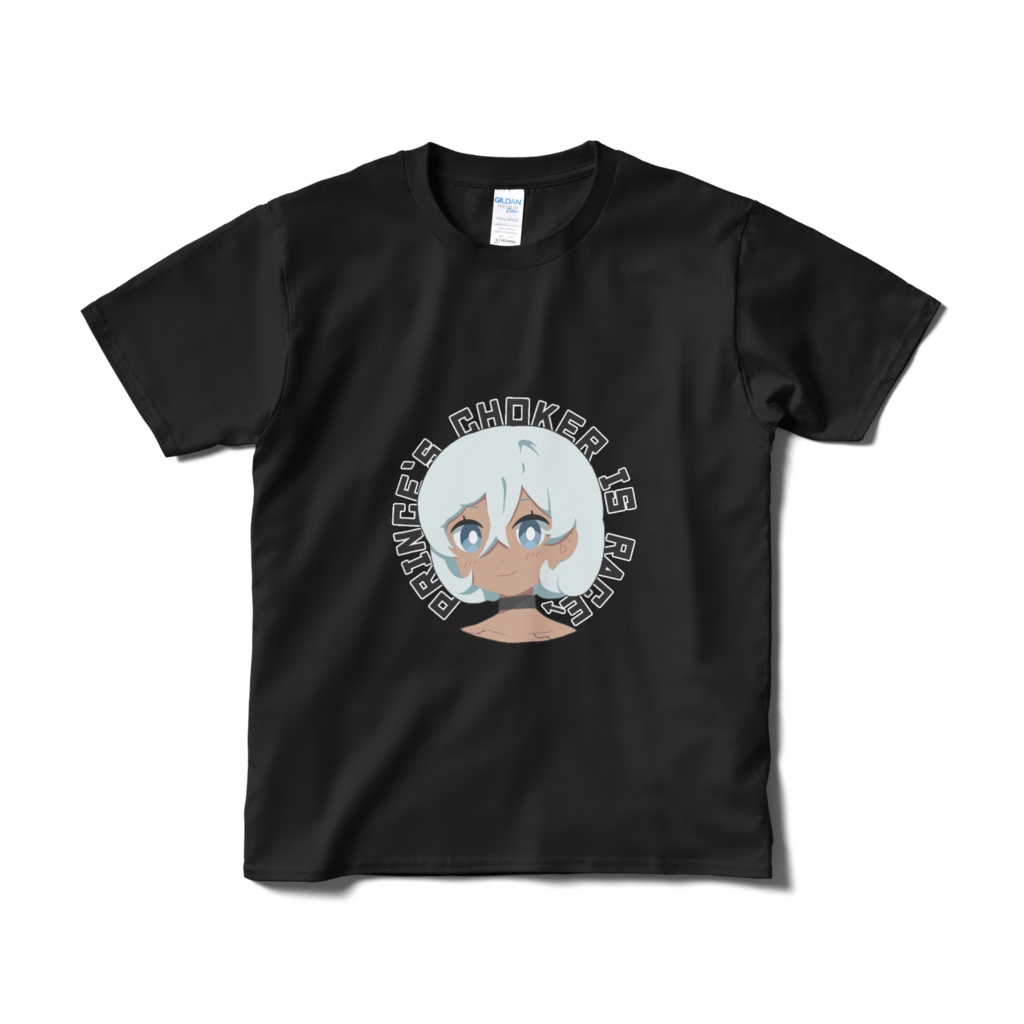 王子のチョーカーはレースTシャツ-黒