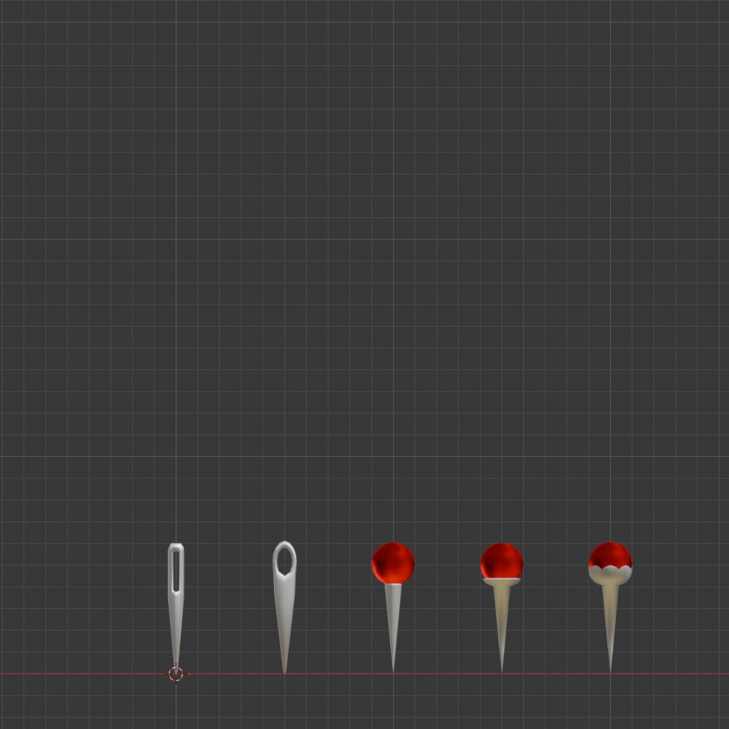 裁縫針5種類 FBX シェイプキーで調整 sewing needle