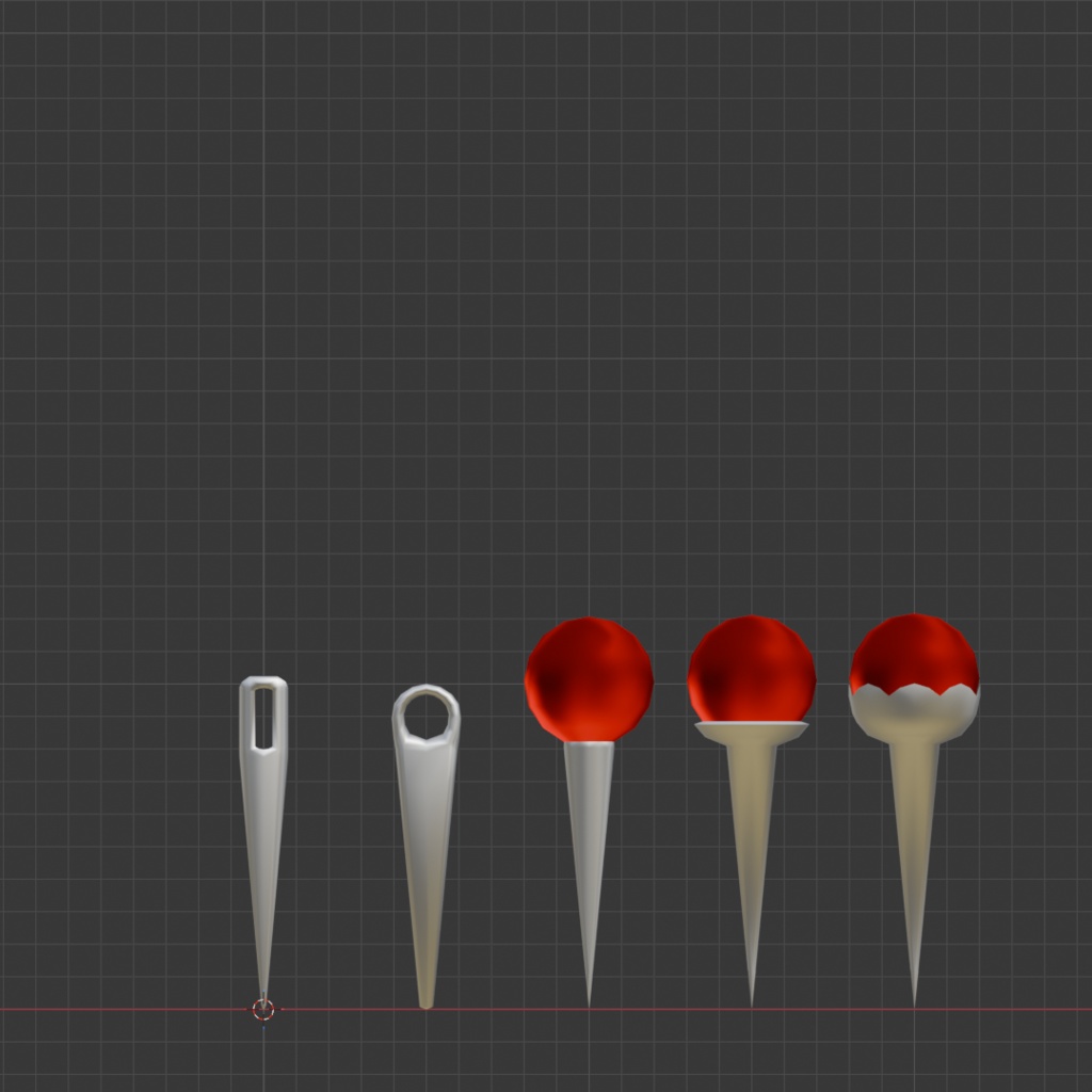 裁縫針5種類 FBX シェイプキーで調整 sewing needle