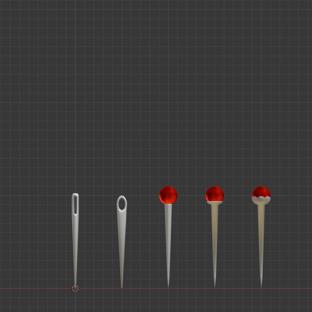 裁縫針5種類 FBX シェイプキーで調整 sewing needle