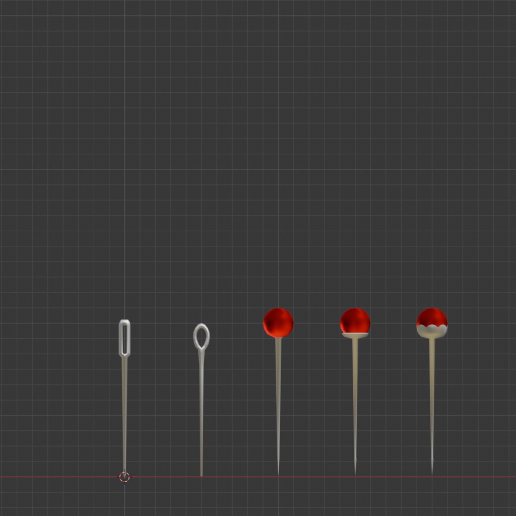 裁縫針5種類 FBX シェイプキーで調整 sewing needle