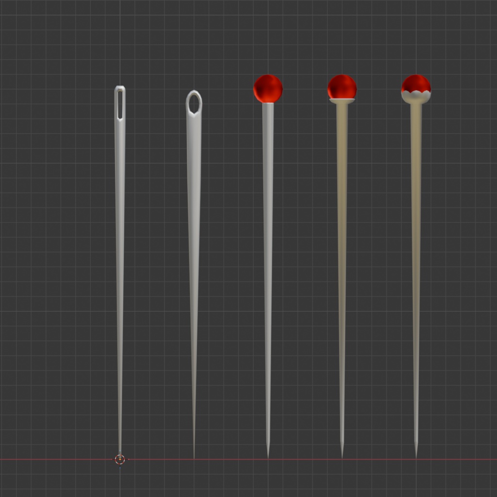 裁縫針5種類 FBX シェイプキーで調整 sewing needle