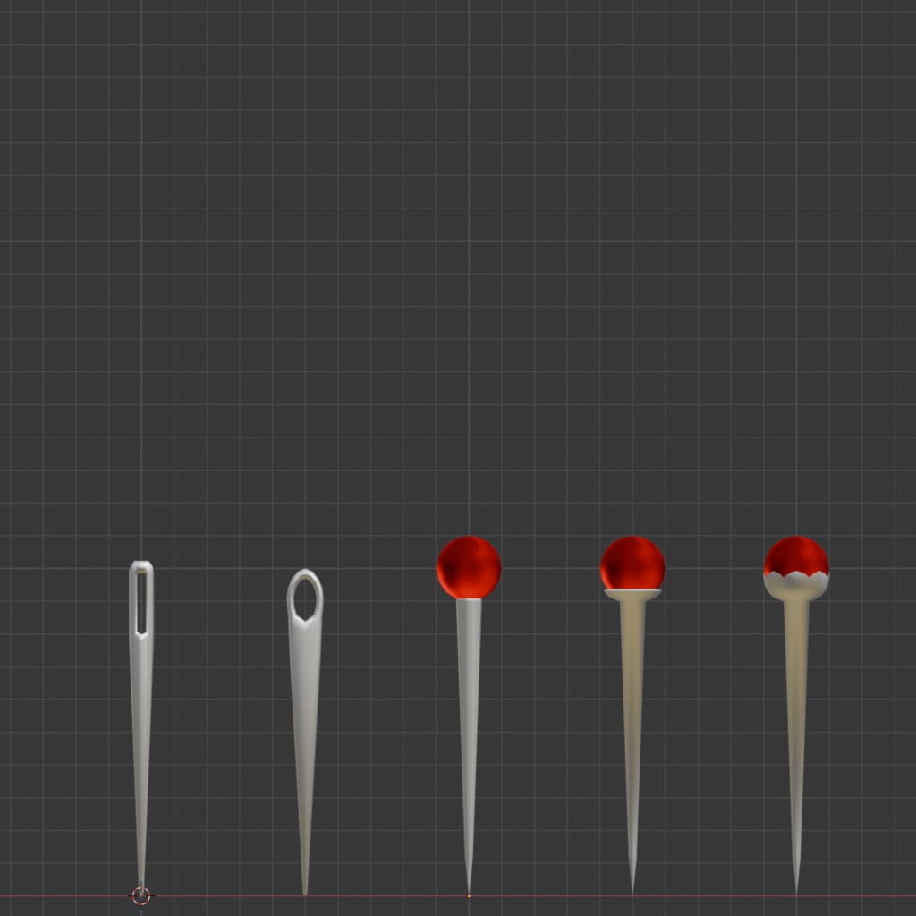 裁縫針5種類 FBX シェイプキーで調整 sewing needle