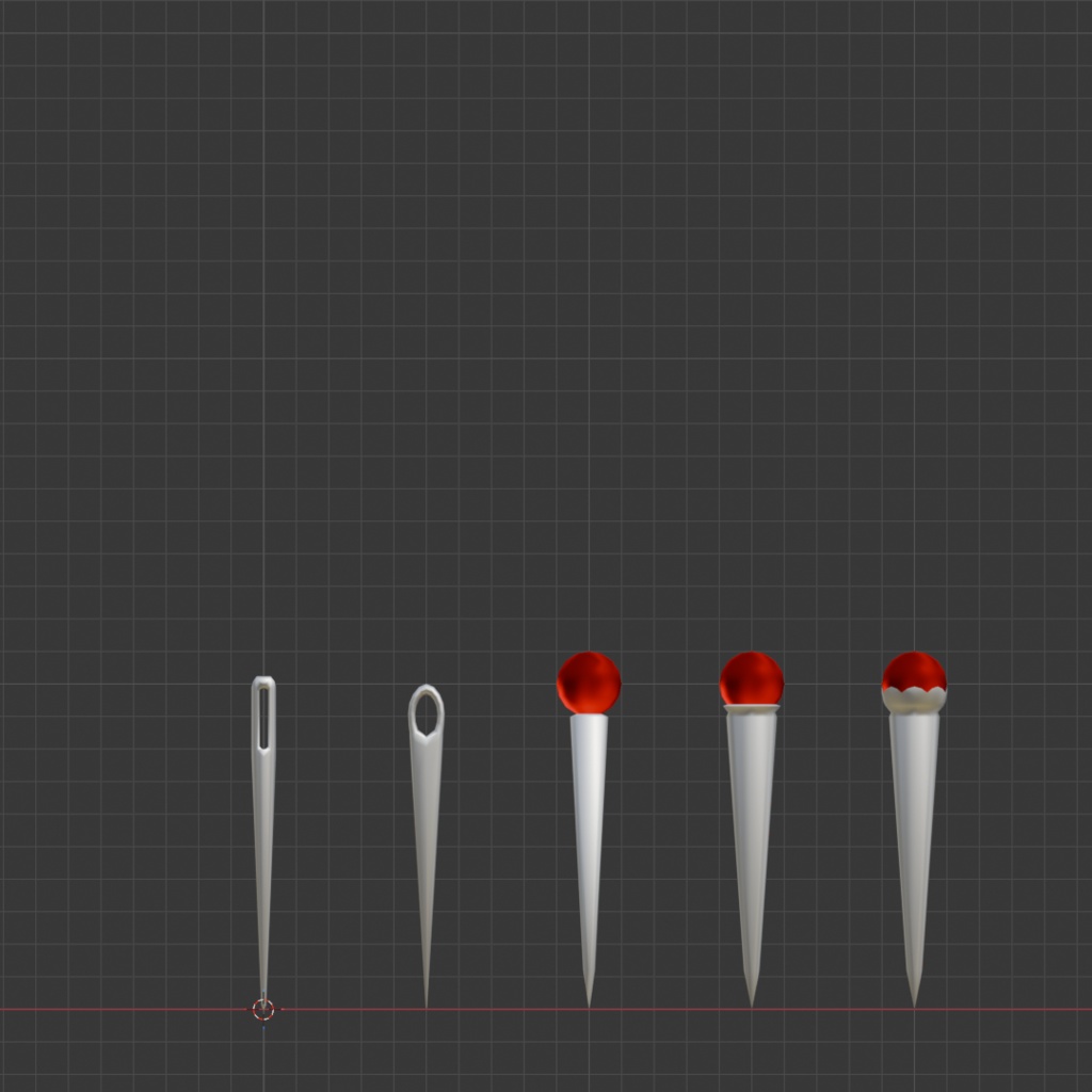 裁縫針5種類 FBX シェイプキーで調整 sewing needle
