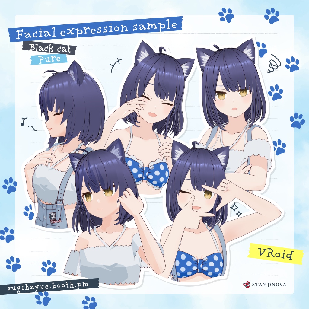 VRoid Studio向け「オーバーオール 3WAYセット」(サマーエディション)