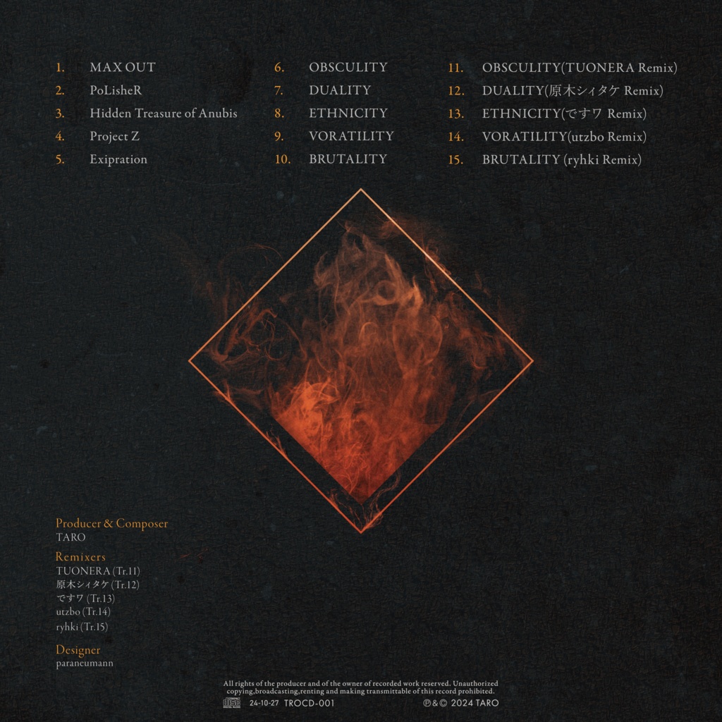 TARO 1st Album "CRUDITY"【2024秋M3】ダウンロード版